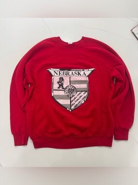 Vintage 80s Nebraska Cornhuskers Tultex Made USA Crewneck Shield Graphic